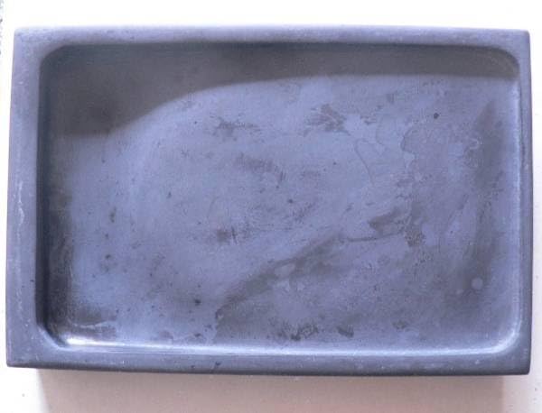 歙州 蘿紋硯 歙州硯 暗細羅紋の蒼黒美石】◇唐木